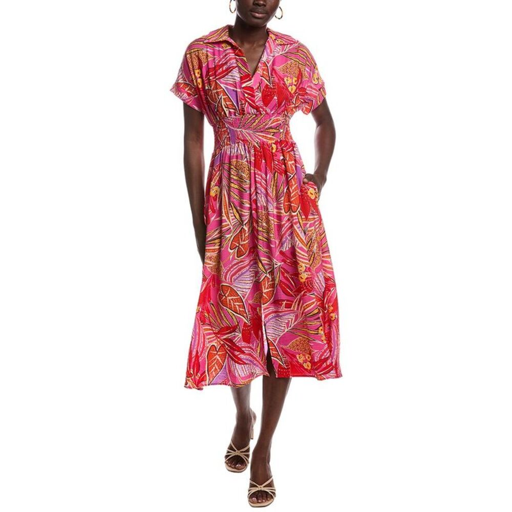 Renee C Womens  Short Sleeve Midi Dress, Pink